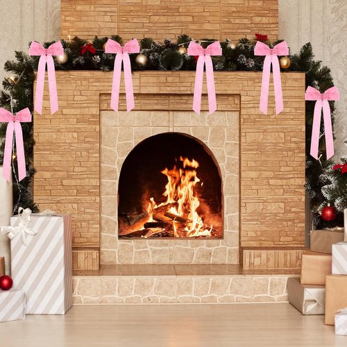 CIATBYYJ Velvet Ribbon Bows - 12 Pcs Pink Elegant Cake & Champagne Glass Decorations | Party, Wedding & Birthday Supplies