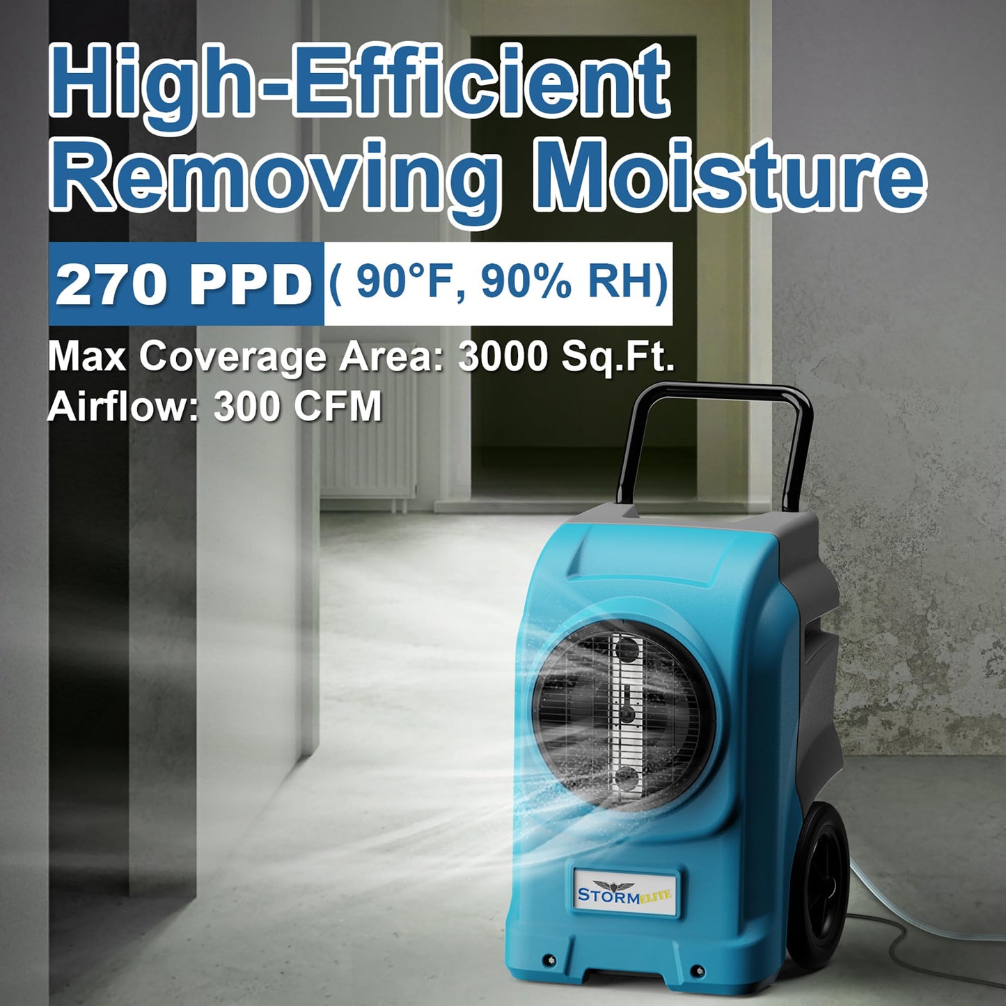 ALORAIR 270 Pints Commercial Dehumidifiers Smart Wi-Fi with Pump, Up to 3,000 Sq.Ft Coverage for Large Room or Basements, Industrial Dehumidifier with Drain Hose, 6 Years Limited Warranty