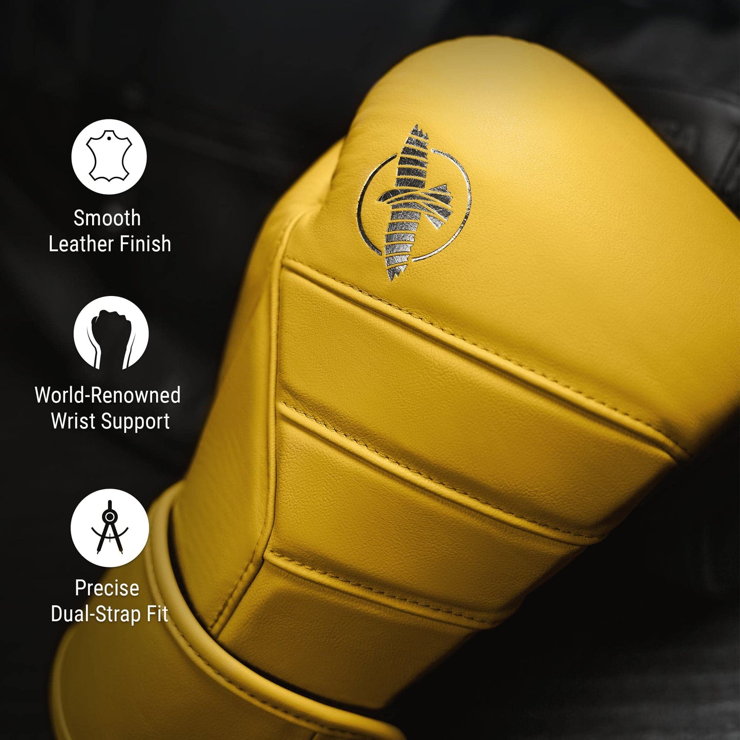 Hayabusa T3 Kanpeki Leather Boxing Gloves Men and Women for Training Sparring Heavy Bag and Mitt Work - Tiger Yellow, 12oz