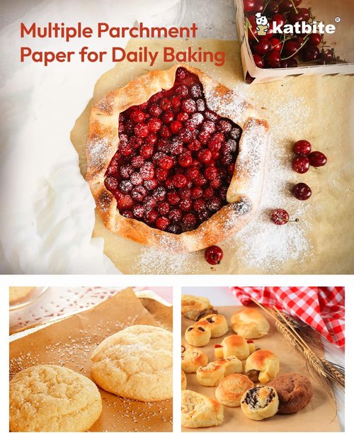 Katbite Parchment Paper Sheets - 16x24 Inch Non-Stick Precut Baking Paper, 100 Pcs Unbleached Liners