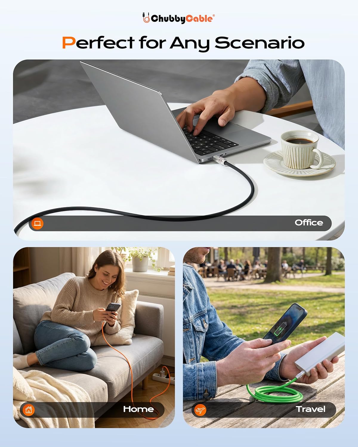 2.0 240W 17-15 9.8FT chubbycable Chubby USB C Fast Charging Cable Silicone Soft Durable USB C Cable Extra Thick Charger