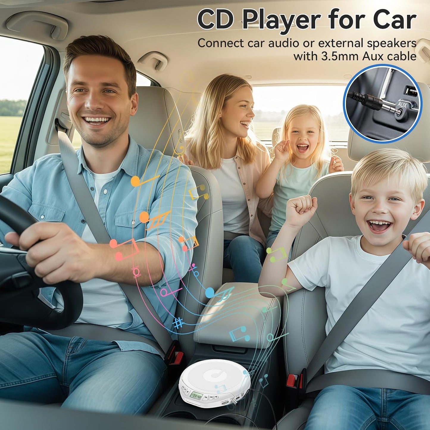 KOVCDVI Discman Portable CD Player with Headphones CD Player Portable for Car with Anti-Skip & Shockproof,CD with LCD