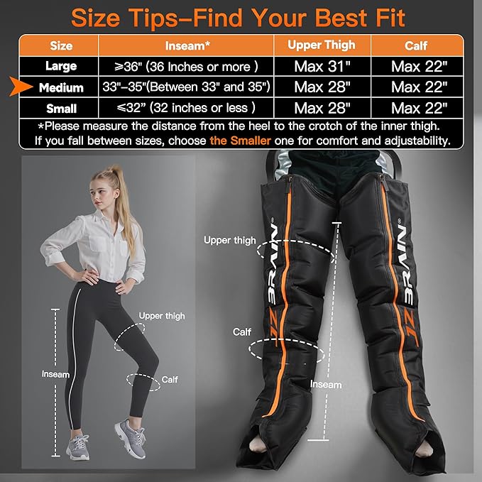 Sequential Air Compression Recovery System : Professional Sequential Compression Boots for Fast Recovery & Circulation Improvement ??Full Leg Recovery Device for Athletes Runners Gym (Medium)