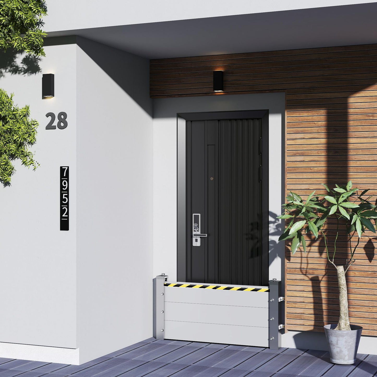Aluminum Flood Protection Barrier for 32" 36'' 42'' 72'' Doors, Quick Detachable Reusable Flood Control Baffle - Front Door/Basement Entrance/Backyard Flooding Water Barriers (for 30" - 32" Door)