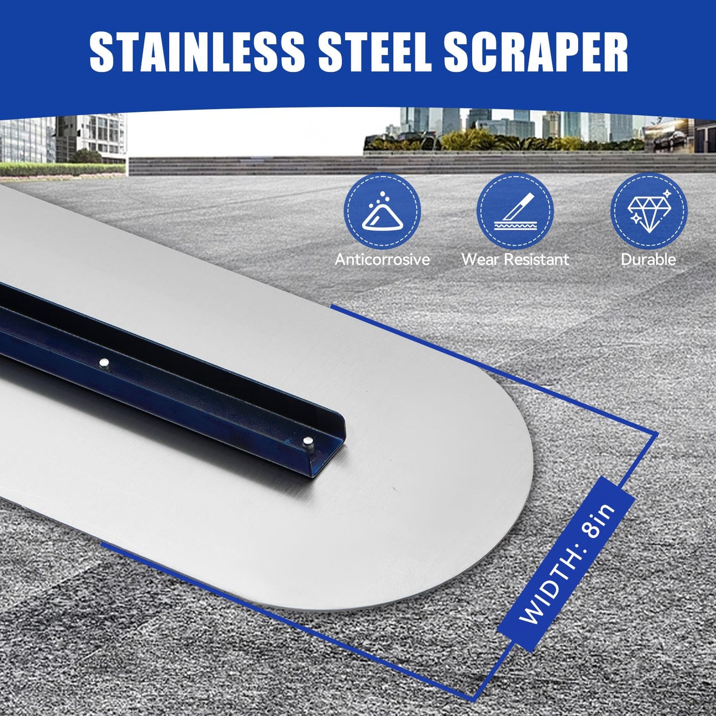 Stainless Steel Concrete Float - 46 x 8" Bull Float Concrete Finishing Tools Kit With 4 x 3.8 Feet Float Handle Concrete Surface Smoothing Tool