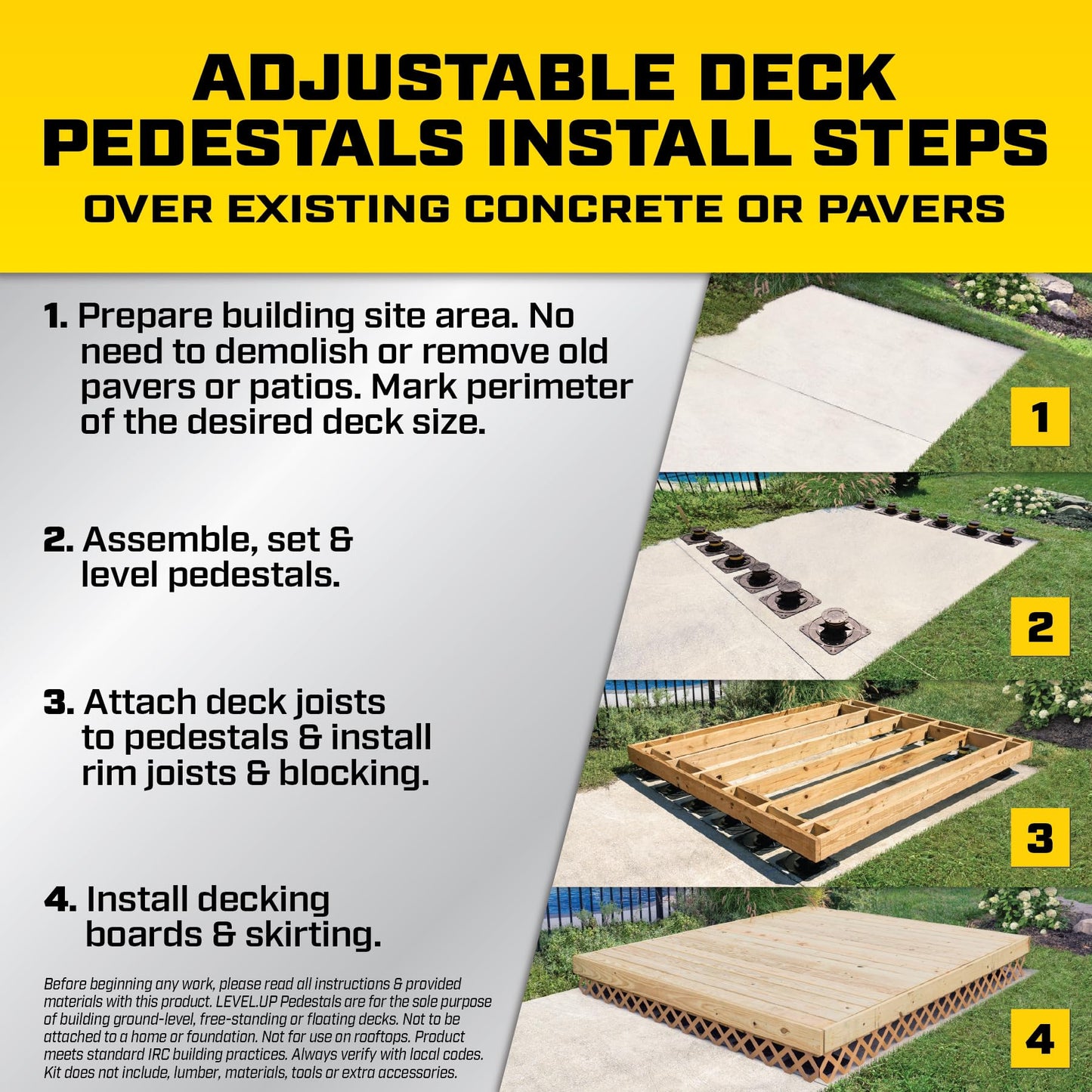 Bison Level.Up System Adjustable Deck Pedestal Joist Support Kit, 12-Pedestal Kit (7079806002)
