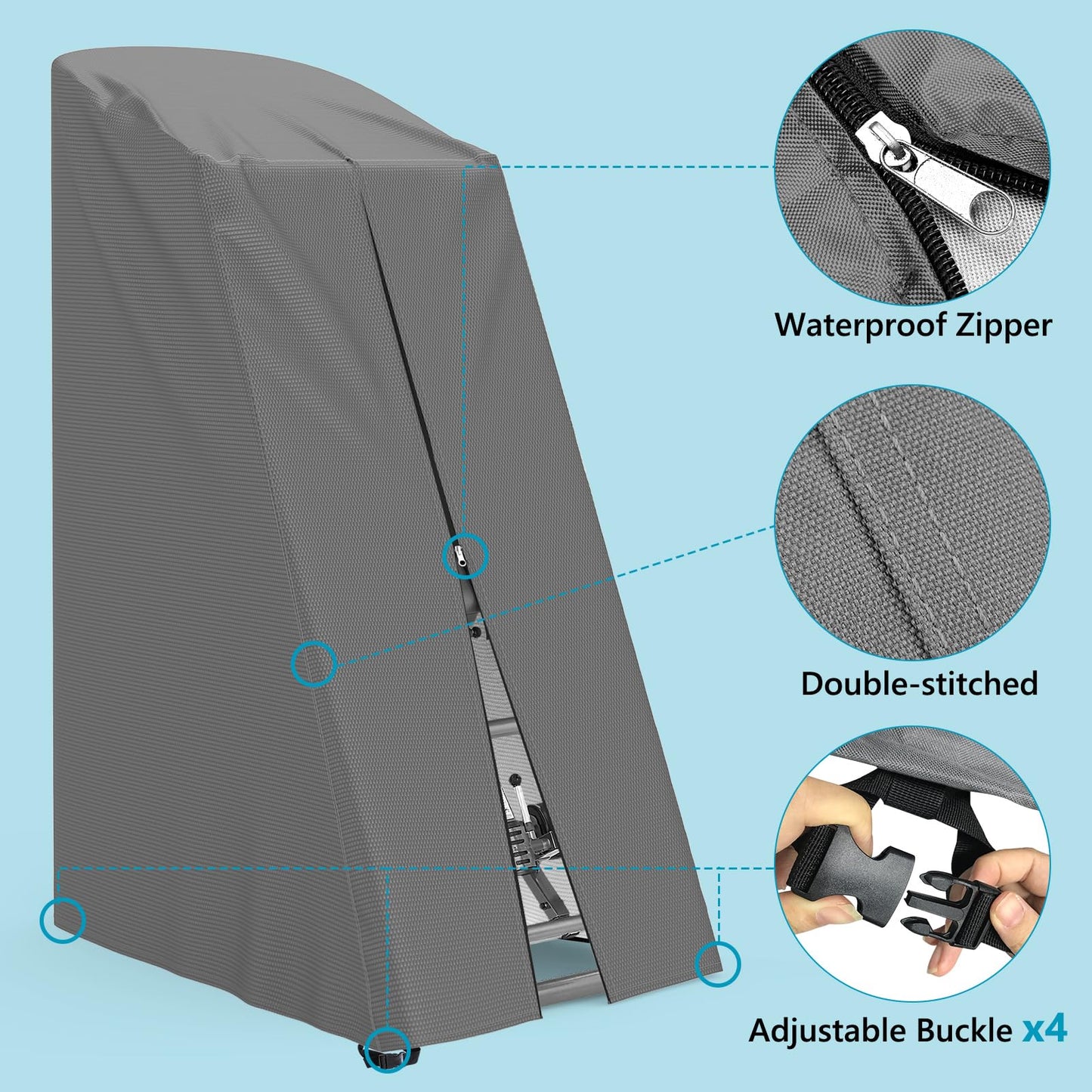 AKEfit Inversion Table Cover - Dustproof and Waterproof Inversion Equipment Protection Covers with Zipper,Fit Most Inverter Table-Indoor or Outdoor,28.3''L x 47''W x 63''H-Gray