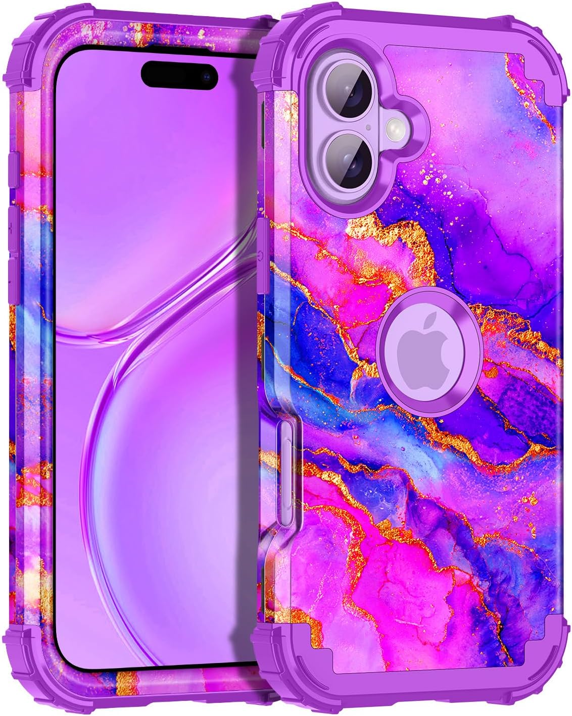 Casetego 17 17 6.3 inch,Purple for iPhone Case,Three Layer Heavy Duty Sturdy Shockproof Protection Full Rugged Hard