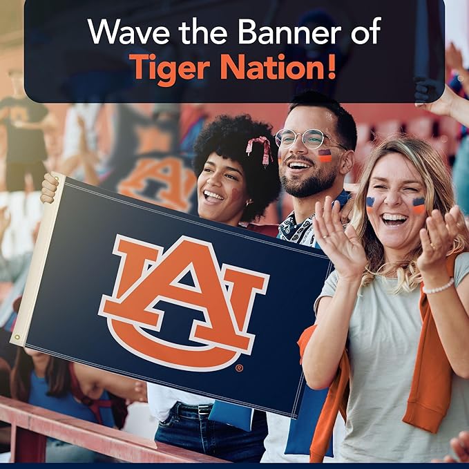 Auburn Tigers College Sports Printed Flag - NCAA Licensed - Nylon - School Banner (Blue) (2' x 3')