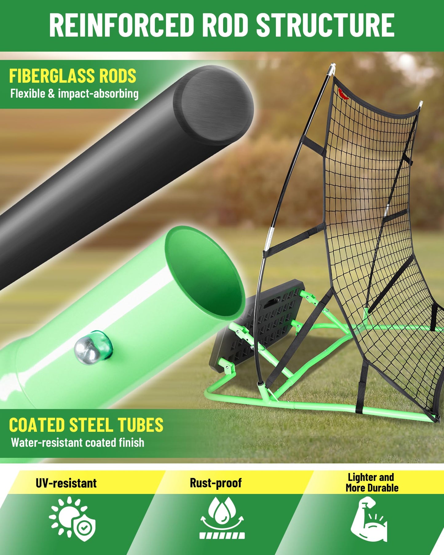SPOYNAL 2-in-1 Soccer Rebounder with Adjustable Dual-Sided Rebound Board, Soccer Rebounder Net for Passing, Volleys & Ground Drills, Soccer Training Rebound Net for Solo & Team Practice