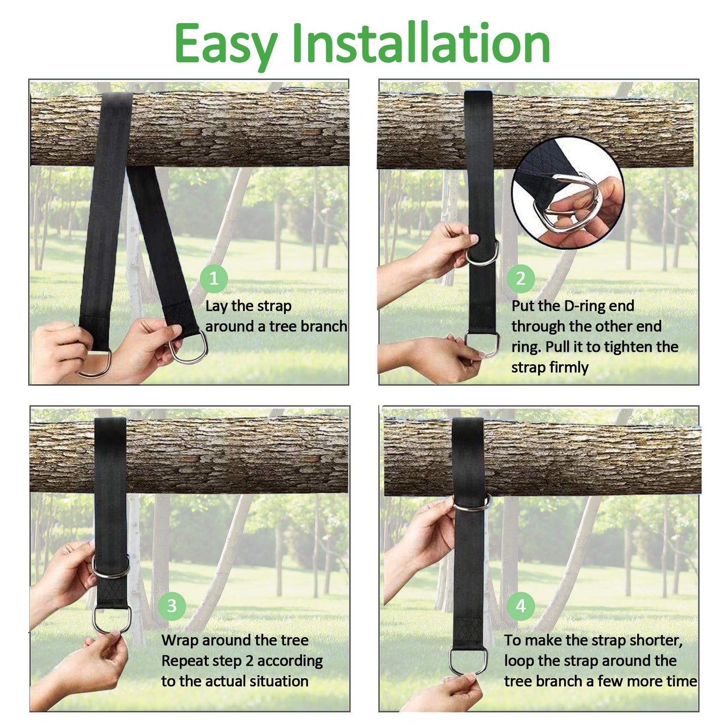 Werflyto Safe Tree Swing Hanging Straps Kit, 3FT/10FT/15FT/20FT, Heavy Duty Holds 5500LBS Extra Long Adjustable Tree Swing Straps, Easy & Fast Way to Hang Any Swing or Hammock(15 FT)