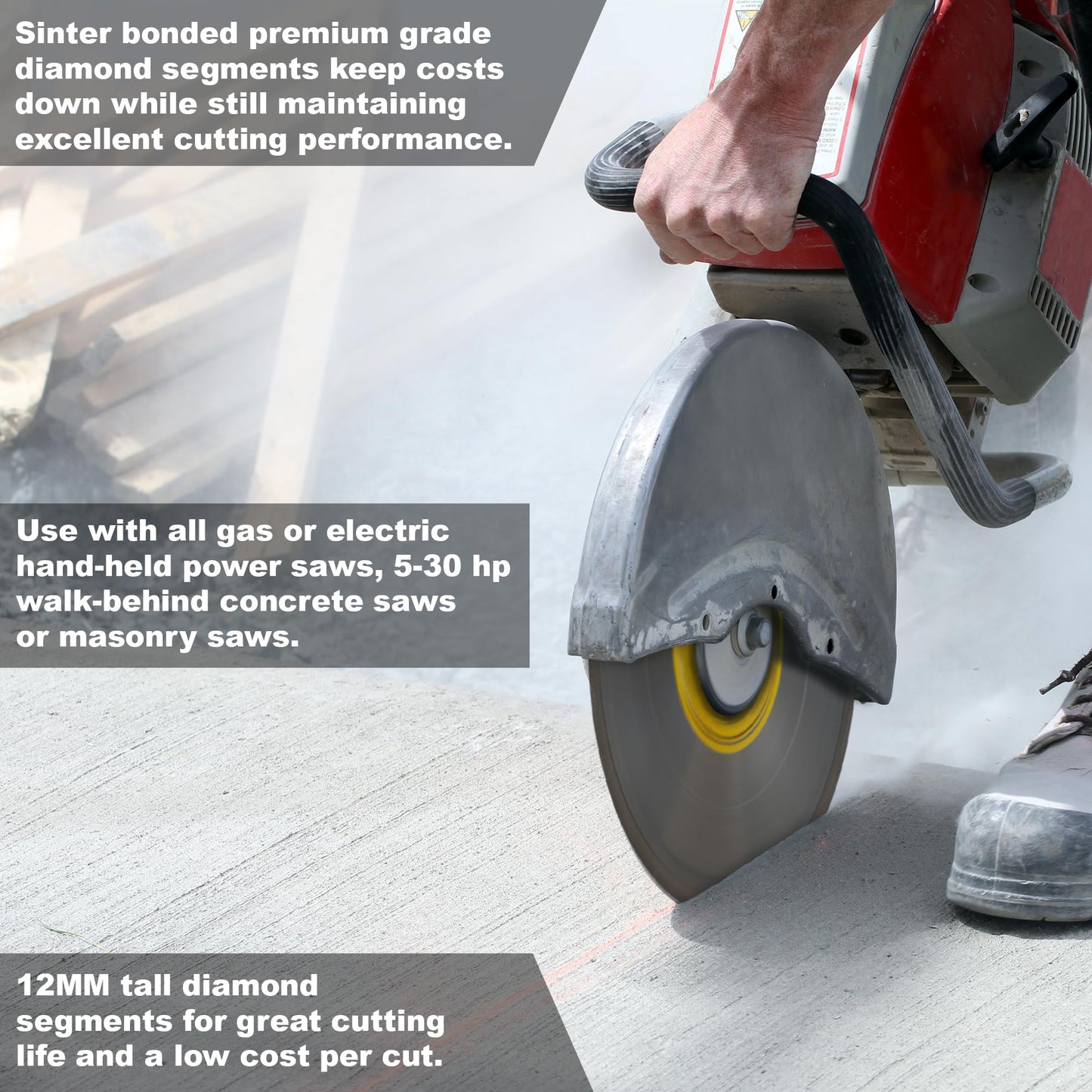 Cougar HS 14 Inch 3-Pack Diamond Concrete Saw Blade, Premium General Purpose Segmented Blade, Dry/Wet Cutting Concrete, Masonry, Brick, & Block 1"-20mm Arbor (3 Pcs)