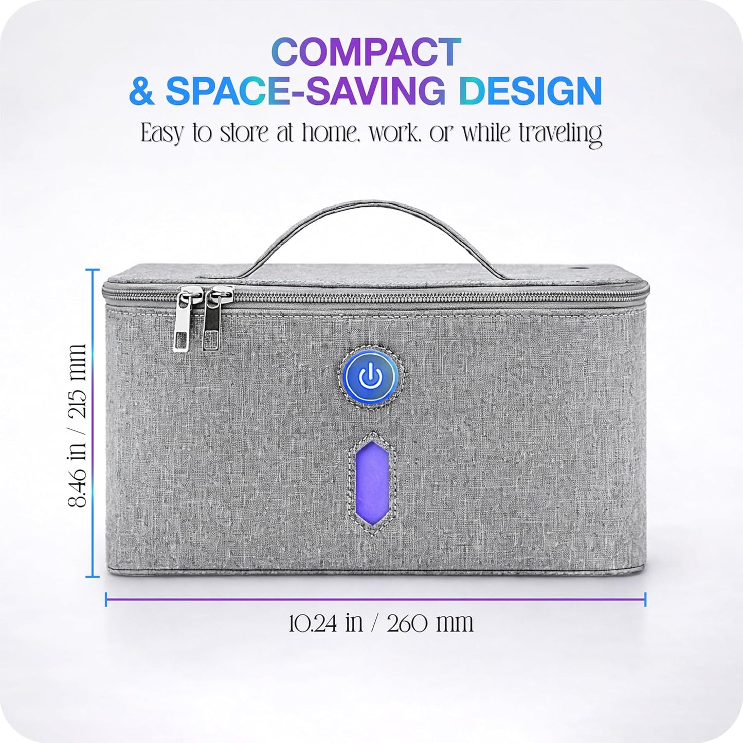 Brookstone UV Light Bag, Portable Sterilizing Bag for Everyday Items, Including Smart Phones, Masks and Small Gadgets