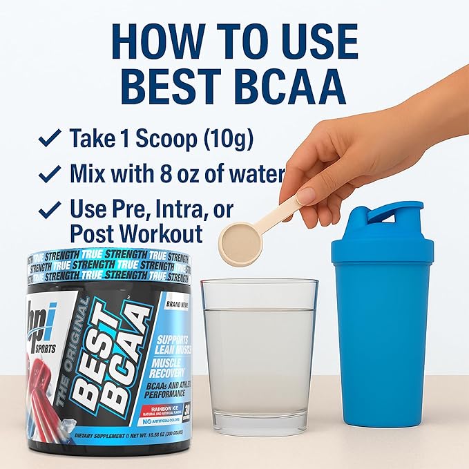 BPI Sports Best BCAA Powder - Muscle Recovery Support - Branched Chain Amino Acids | Building Blocks of Protein and Muscle - Post Workout Recovery ??Hydration ??Rainbow Ice, 30 Servings