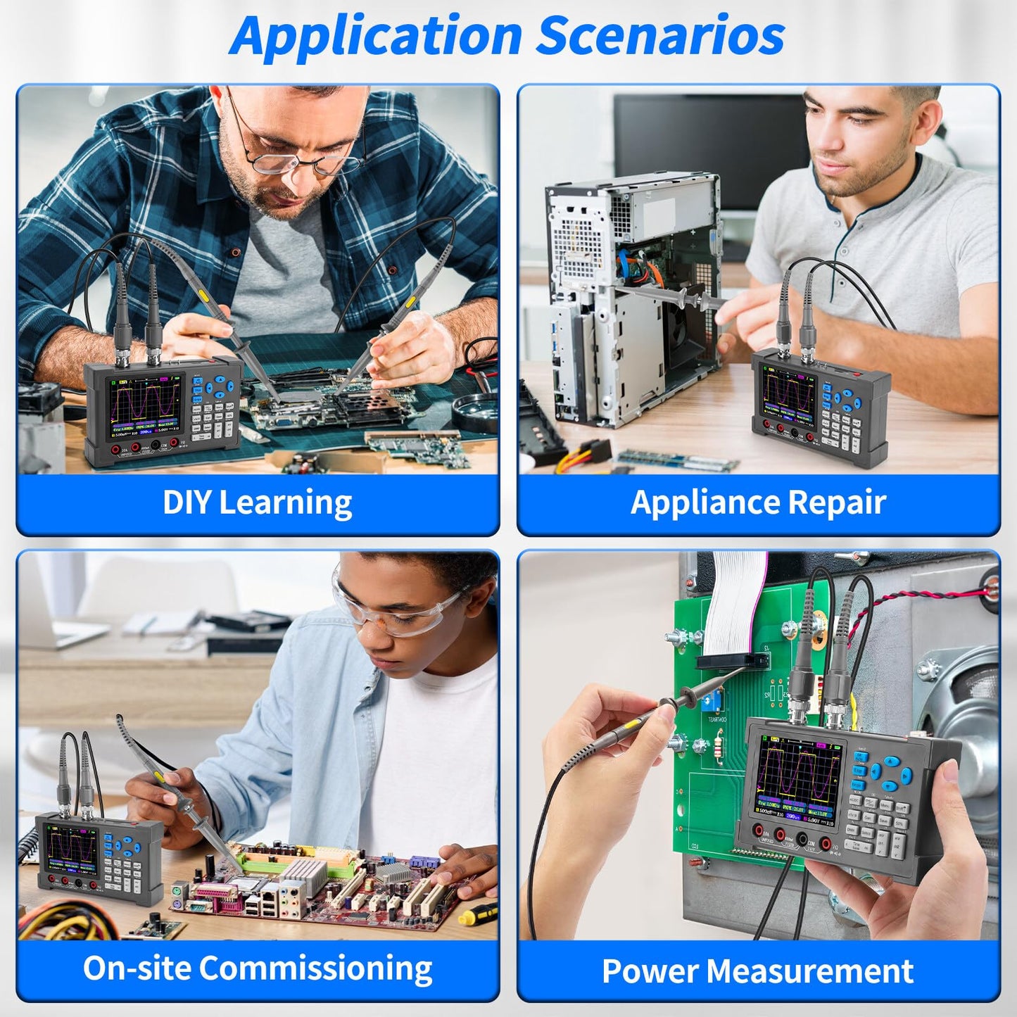 LCD Handheld Digital Oscilloscope Kit - 2 Channel 3.2" TFT Multimeter Oscilloscope Signal Generator Mini Automotive Oscilloscope Bandwidth 120Mhz Digital Oscilloscopes Portable 250MSa/s Sampling Rate