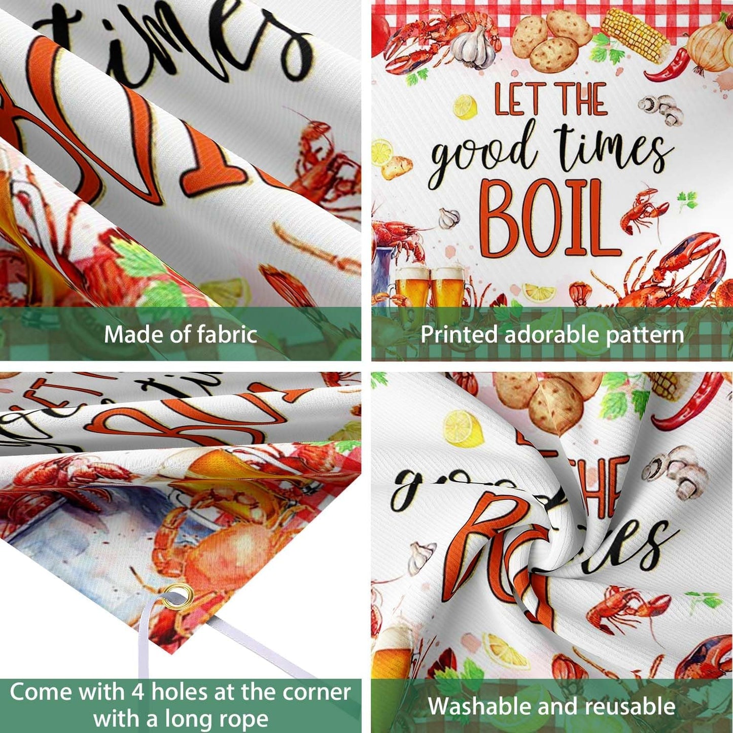 Joliaco (6x3.6ft) Crawfish Boil Birthday Banner Let The Good Times Boil Photography Background Red Seafood Boil Lobster