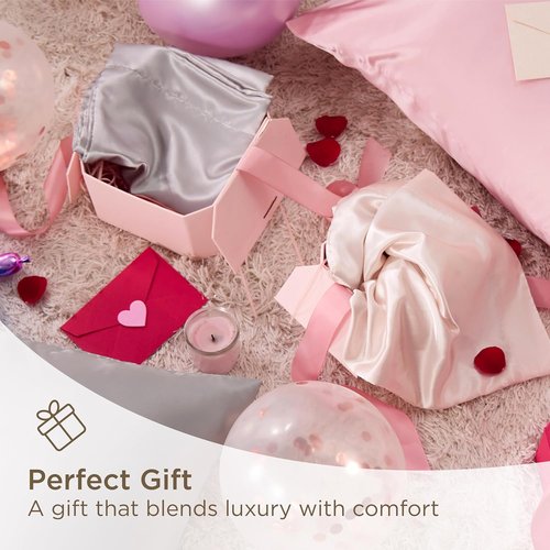 Bedsure Satin Pillowcase Set of 4 - Pink Silky Pillow Covers for Hair & Skin | 20x26 Inches with Envelope Closure