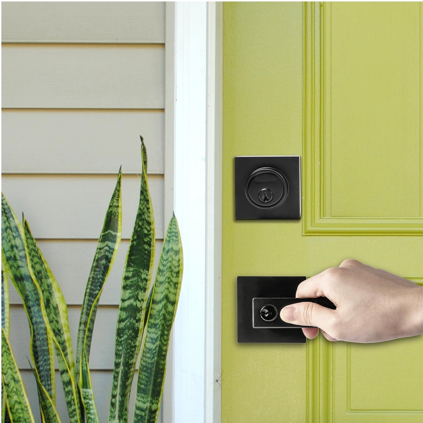 Exterior Door Lock Set with Deadbolt, Front Door Handle Set with Deadbolt, Door Levers Single Cylinder Deadbolt Set, Keyed Alike Heavy Duty Keyed Entry Handles Locksets,(Matte Black,3Pack)