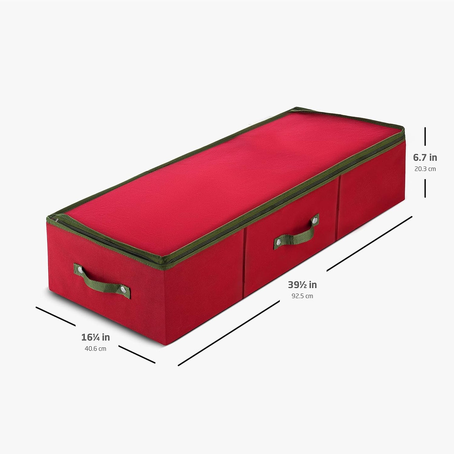 ZOBER Christmas Ornament Storage Box - Holds 120 3" Ornaments with Dividers - Durable Tear-Proof 600D Oxford Fabric - Red