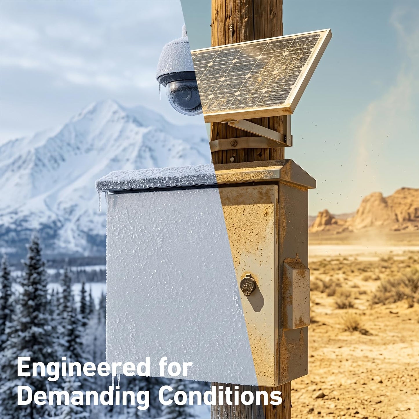 Outdoor Electrical Box with Thermostat and Fan, Heavy Duty Lockable Weatherproof Junction Enclosure for Network, Security Camera and Solar Equipment, Vented IP65 Cabinet with Wall and Pole Mount