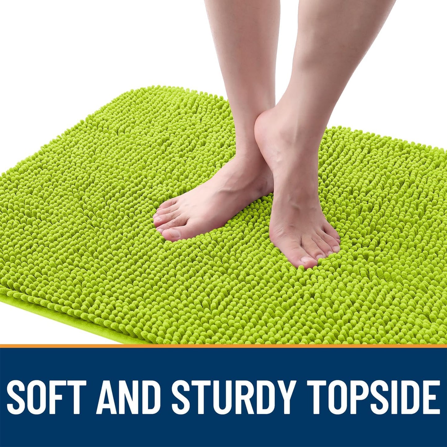 OLANLY Dog Door Mat - Absorbent Non-Slip Washable Doormat for Muddy Paws | 36x24 Bright Green