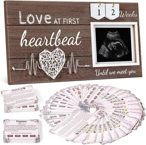 Garybank Ultrasound Picture Frame - Love at First Sight with Weekly Milestone Cards | Perfect Pregnancy Gift for New Moms
