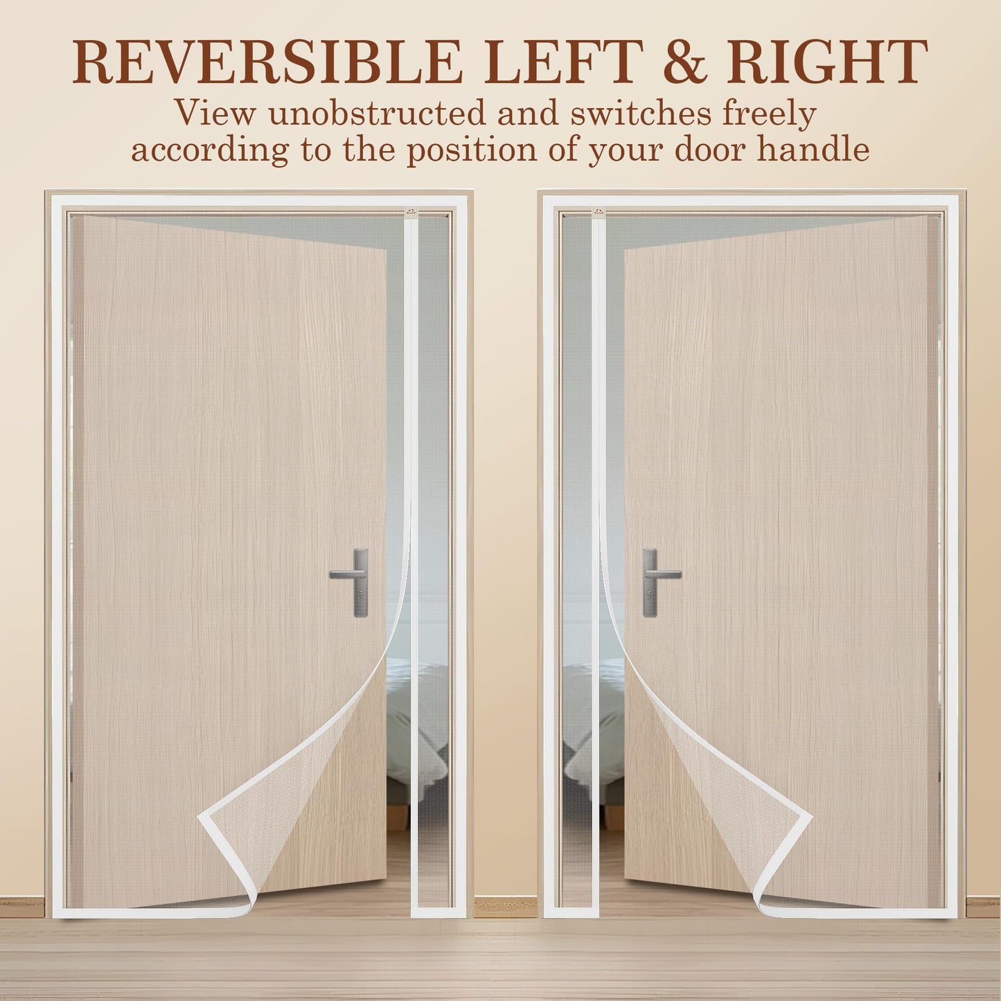 Yotache White Reversible Left Right Side Opening Screen Doors with Magnets Fits Door Size 34 x 80, Reinforced Sewing Magnetic Mesh, Actual Screen Size 36" x 81"