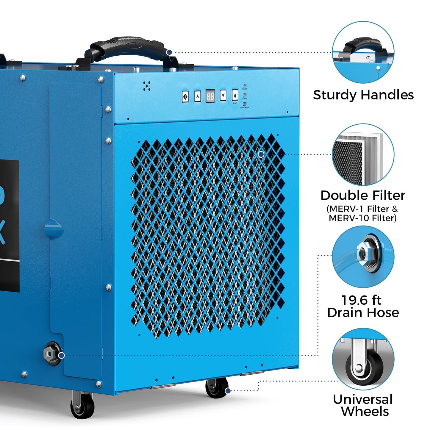 ALORAIR 235 Pints Commercial Dehumidifier with Pump for Crawl Spaces & Basement, Portable Dehumidifier with Drain Hose, Wheels for Crawlspace, Auto Defrost, Memory Restart, Heavy-Duty Moisture Removal