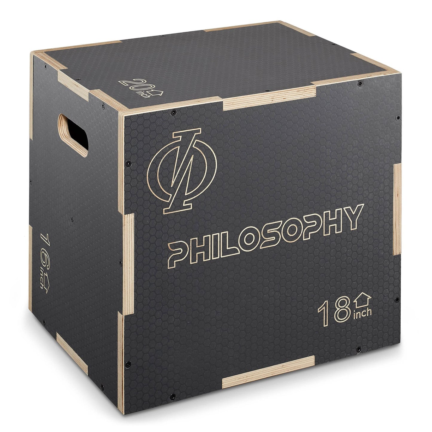 Philosophy Gym 3-in-1 Non-Slip Wooden Plyo Box - 20" x 18" x 16", Wood Plyometric Jump Box for Home Gym, HIIT, Step-Ups, and Strength Training - Gray