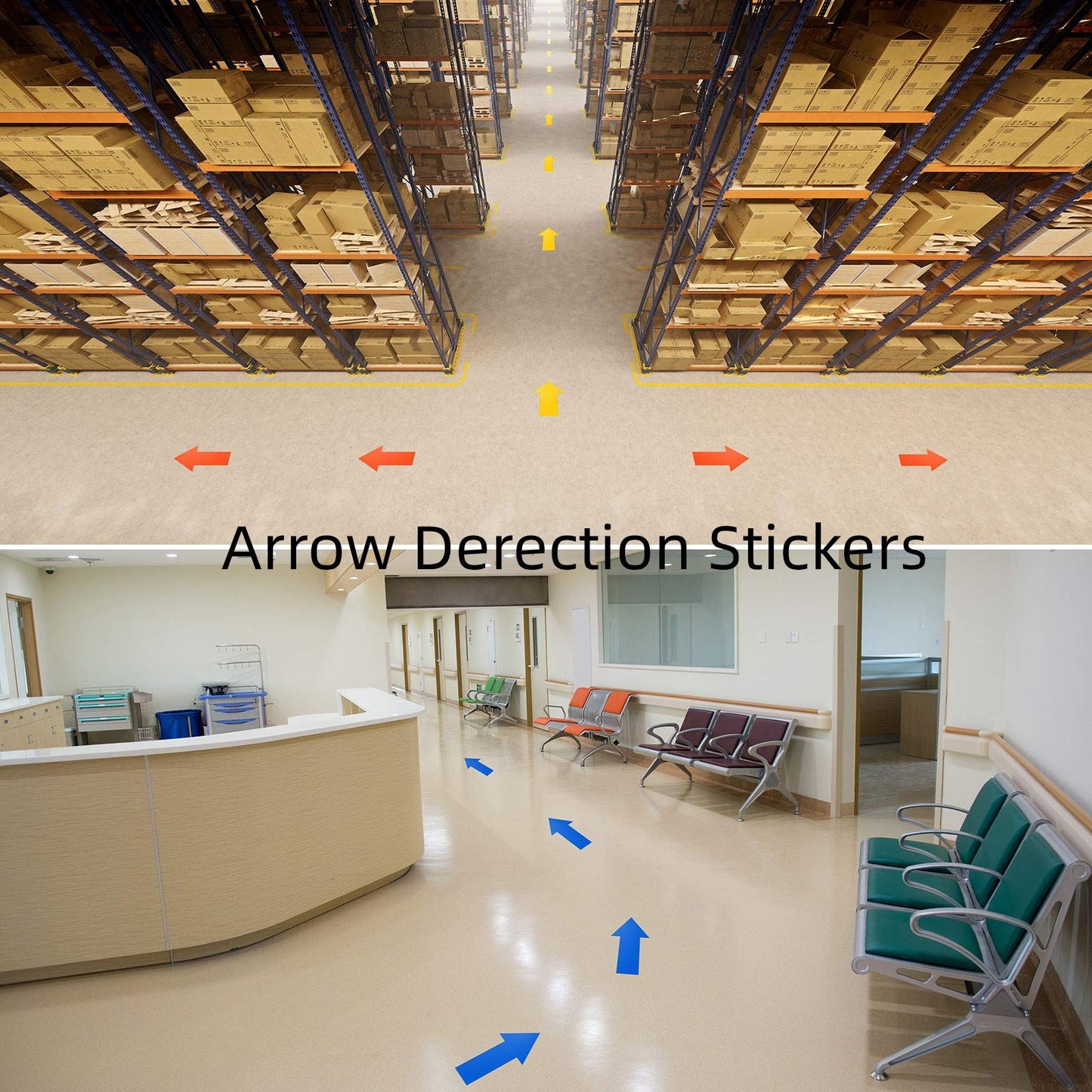 40 Pieces 8 Inch Arrow Sticker,Removable Adhesive Directional Sign Floor Decal Waterproof Arrow Marking Safe Road Instructions Sticker(Dark Blue, Green, Red, Orange, Yellow)