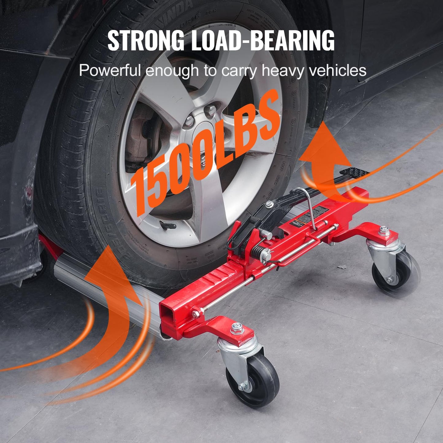 VEVOR Wheel Dolly, Max Capacity 1500 Lbs Car Dolly, Car Jack Dolly Lifter with Wheels, Heavy Duty Vehicle Positioning Ratchet Tire Jack, for Vehicle Car Auto Repair Moving
