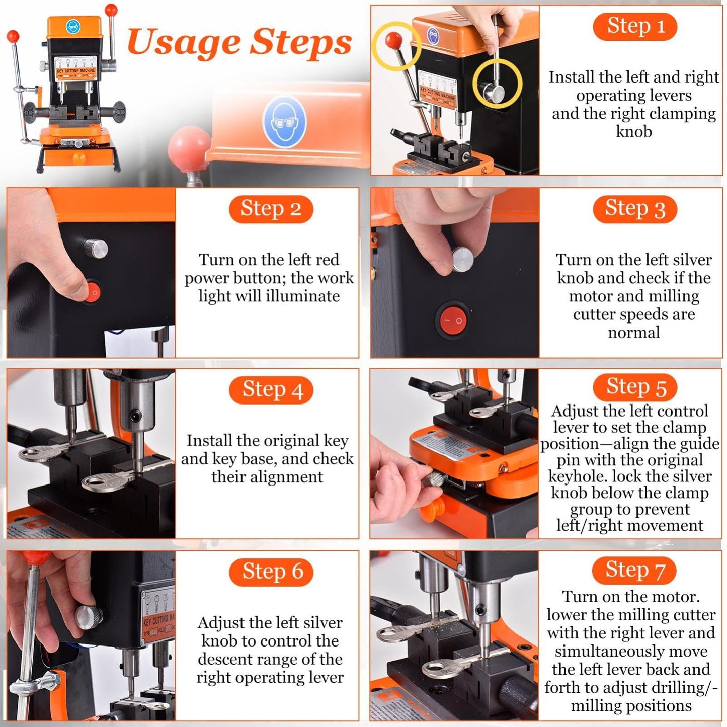 180W Horizontal Automatic Keys Duplicator, 110V Hardware Cutter Machine for Cut Metal Parts, Commercial Cutting Machine, for Hardware Stores, Hotels