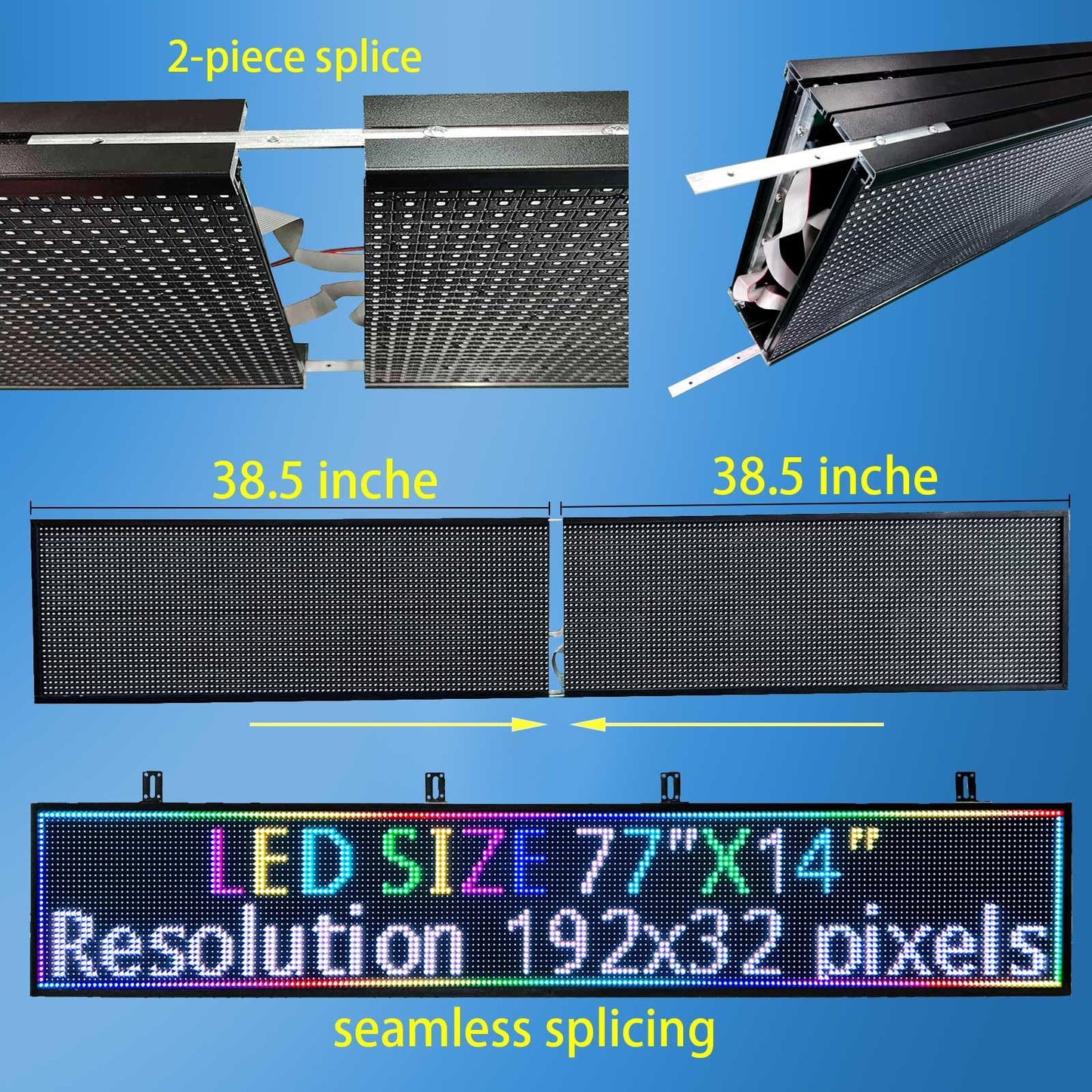 JINBLIZZARD P10 Programmable Scrolling Custom Outdoor Led Sign For Business Digital Advertising Display Screen Matrix Panel WiFi Control Electronic Message Board Store Neon Marquee 77"×14"