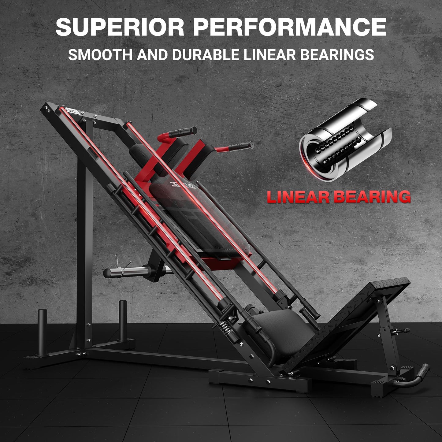 JELENS Leg Press Hack Squat Machine, Leg Machine for Home Gym with Linear Bearing, L11 Professional Adjustable Leg Exercise Machine, Lower Body Workout (Red, Classical)