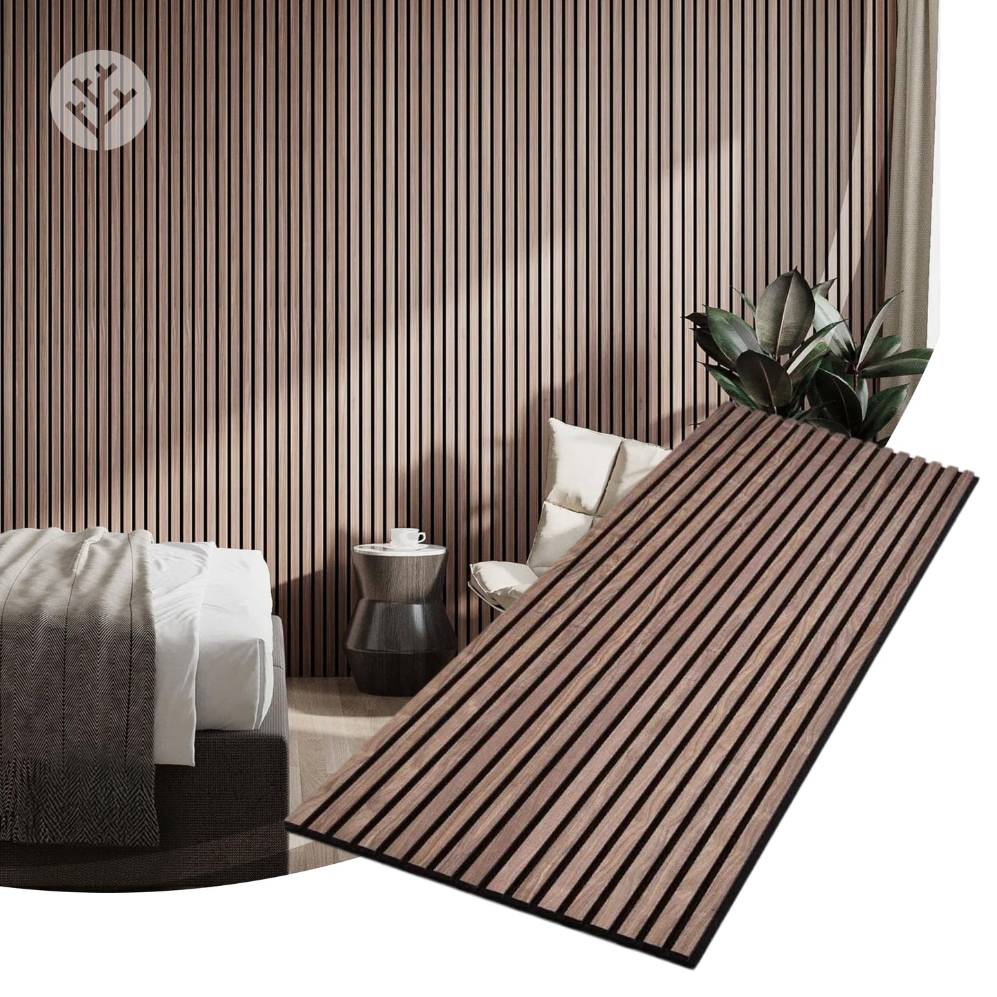 WVH Luxury American Walnut Acoustic Slat Wood Wall Panels, Measures 141.73" x 25.20", Premium Finish, Interior Decor for Walls & Ceilings, Noise Cancelling & Sound Absorbing for Home & Office, 2pcs