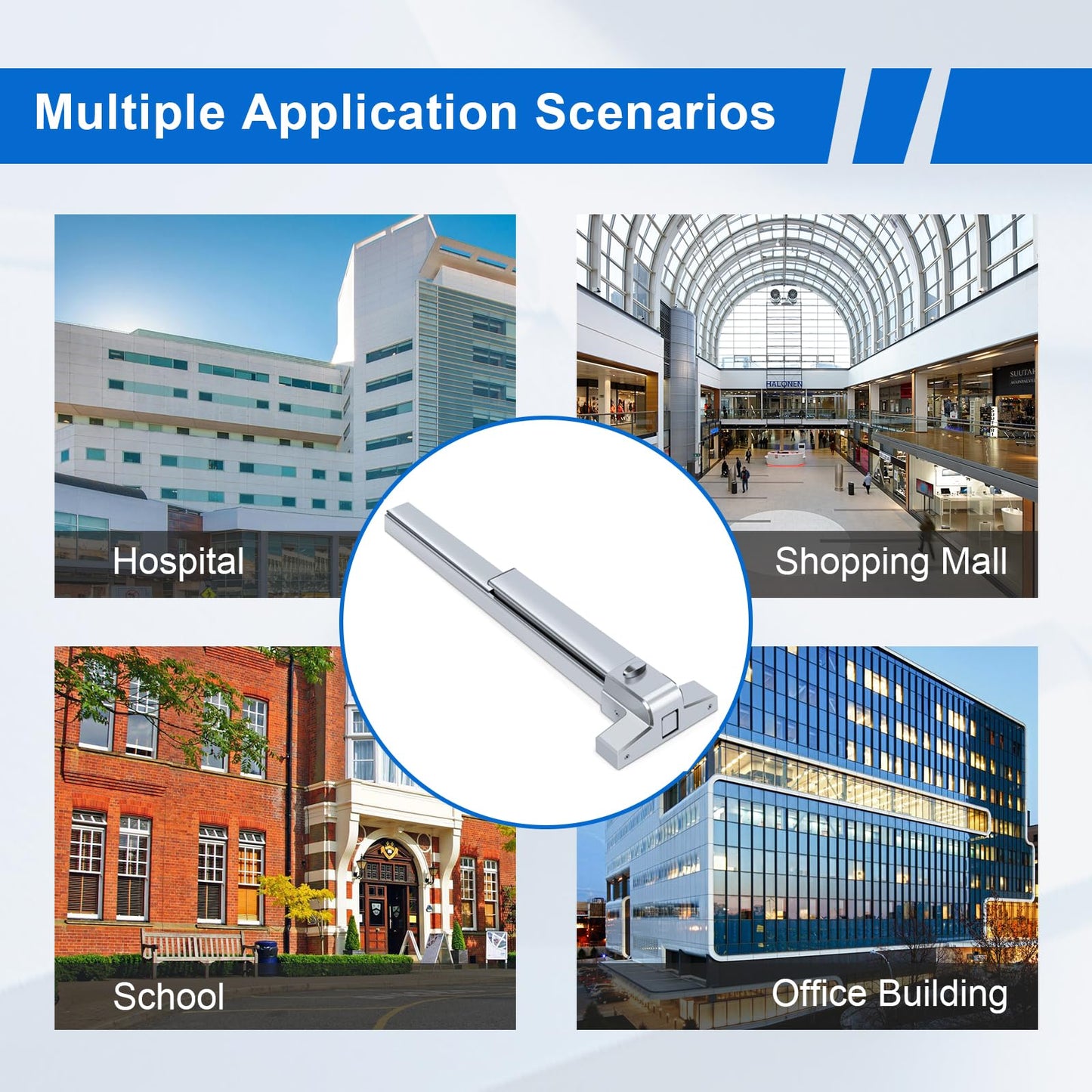 FAHKNS Panic Bars for Exit Doors Hardware Push Bar Door Push Bar Device Lock Aluminum Emergency Accessories Alarmed Fireproof Commercial Exit Devices