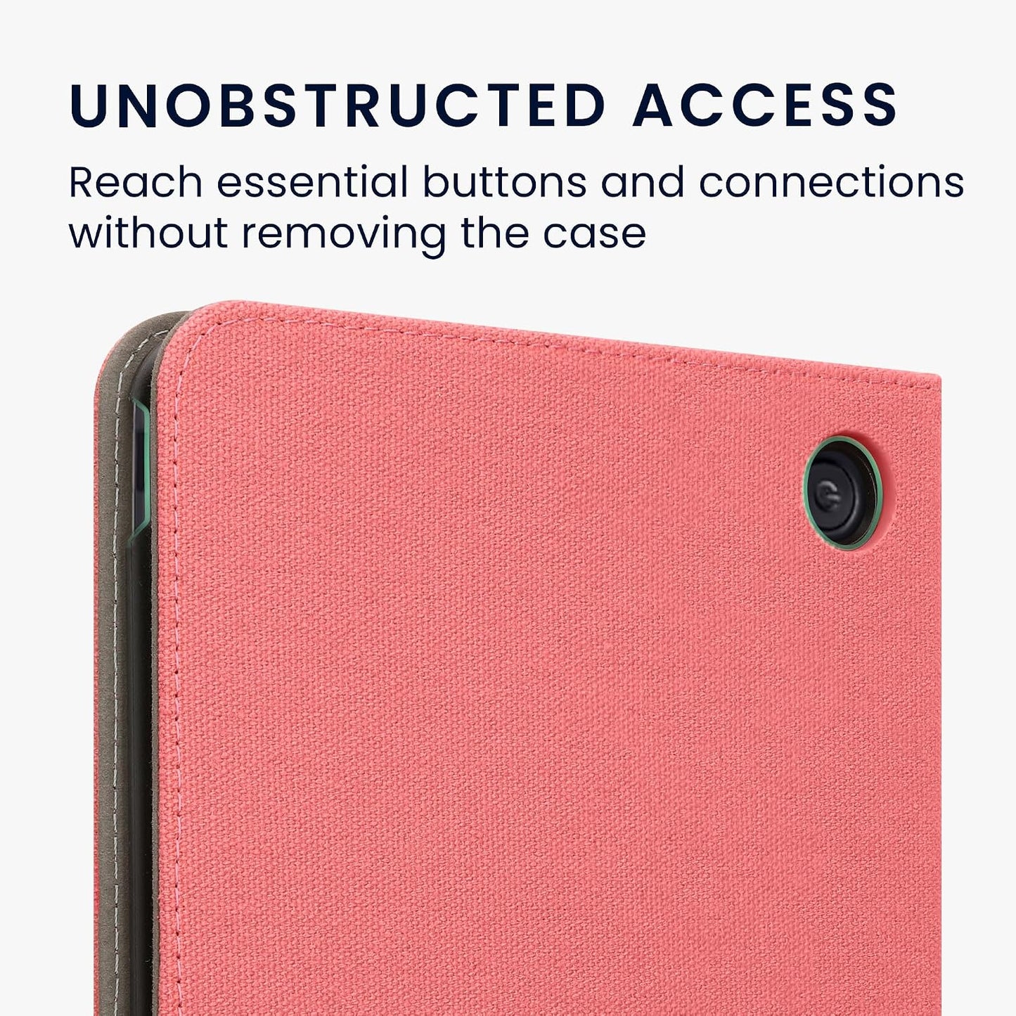 kwmobile Protective Canvas eReader Case for Kobo Libra - Hand Strap - Pink