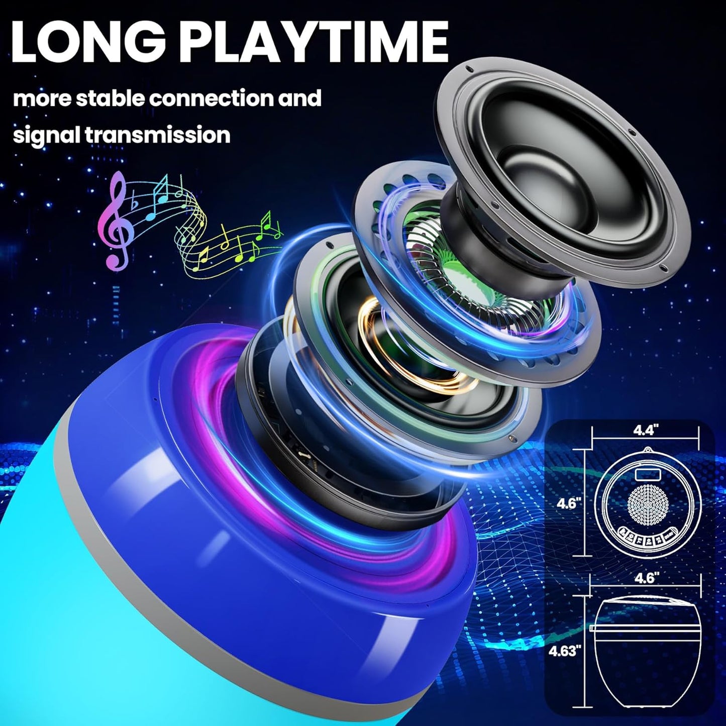 LanAqua 3 1 IP68 in Bluetooth Pool Speaker with Digital Thermometer, Floating Pool Speaker with Colorful Lights,Hot Tub
