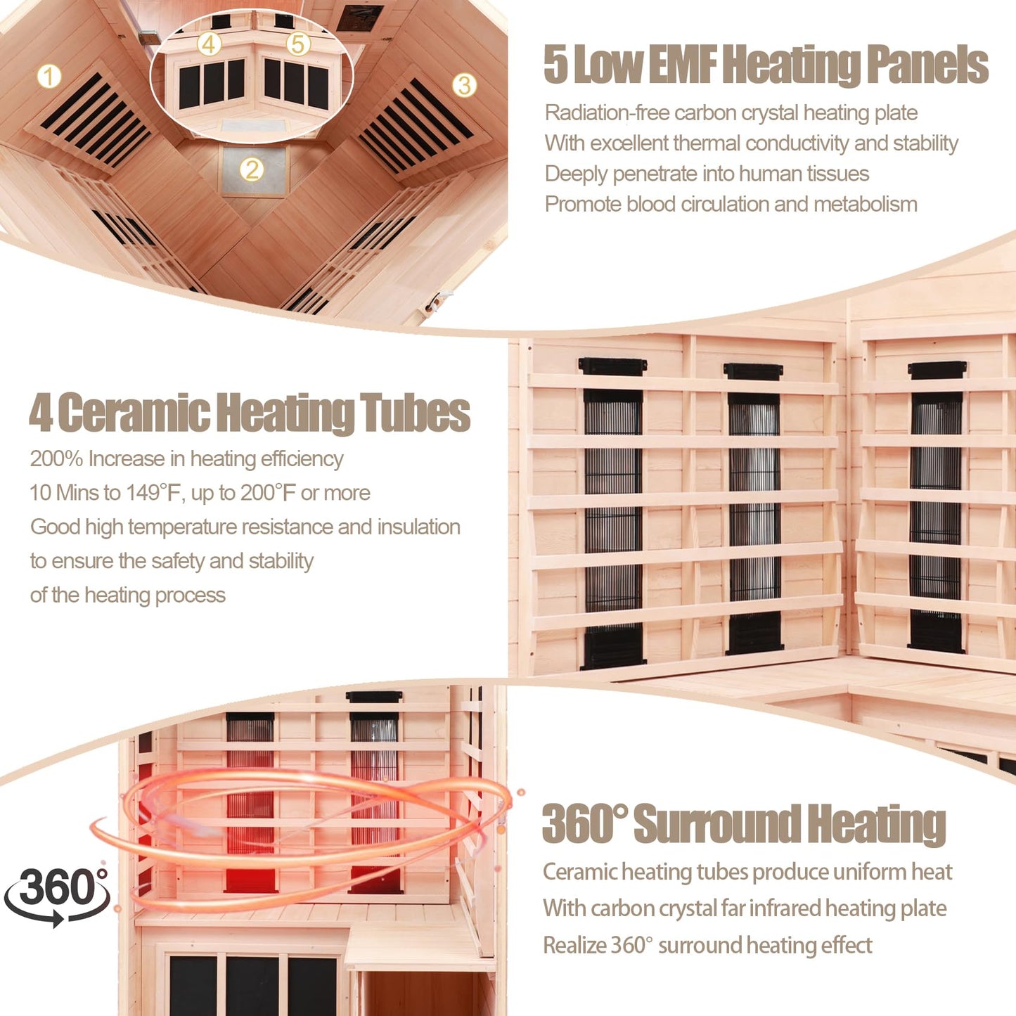 KUNSANA 2-3 Person Infrared Saunas for Home, Low EMF Ceramic Infrared Sauna, Indoor Home Sauna Spa, Hemlock Wooden Corner Suana Room, Bluetooth Speakers, Chromotherapy Lights