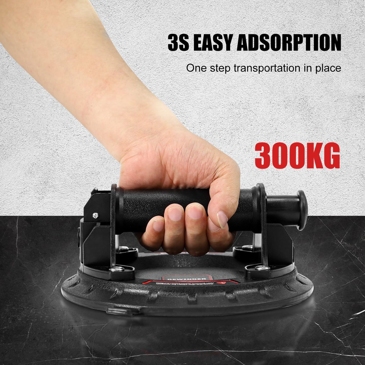 DEWINNER 8" Glass Suction Cups - Heavy-Duty Vacuum Glass Lifter for Tiles and Granite - 660lbs Load Capacity - 2 Pack Industrial Suction Cup with Carry Case