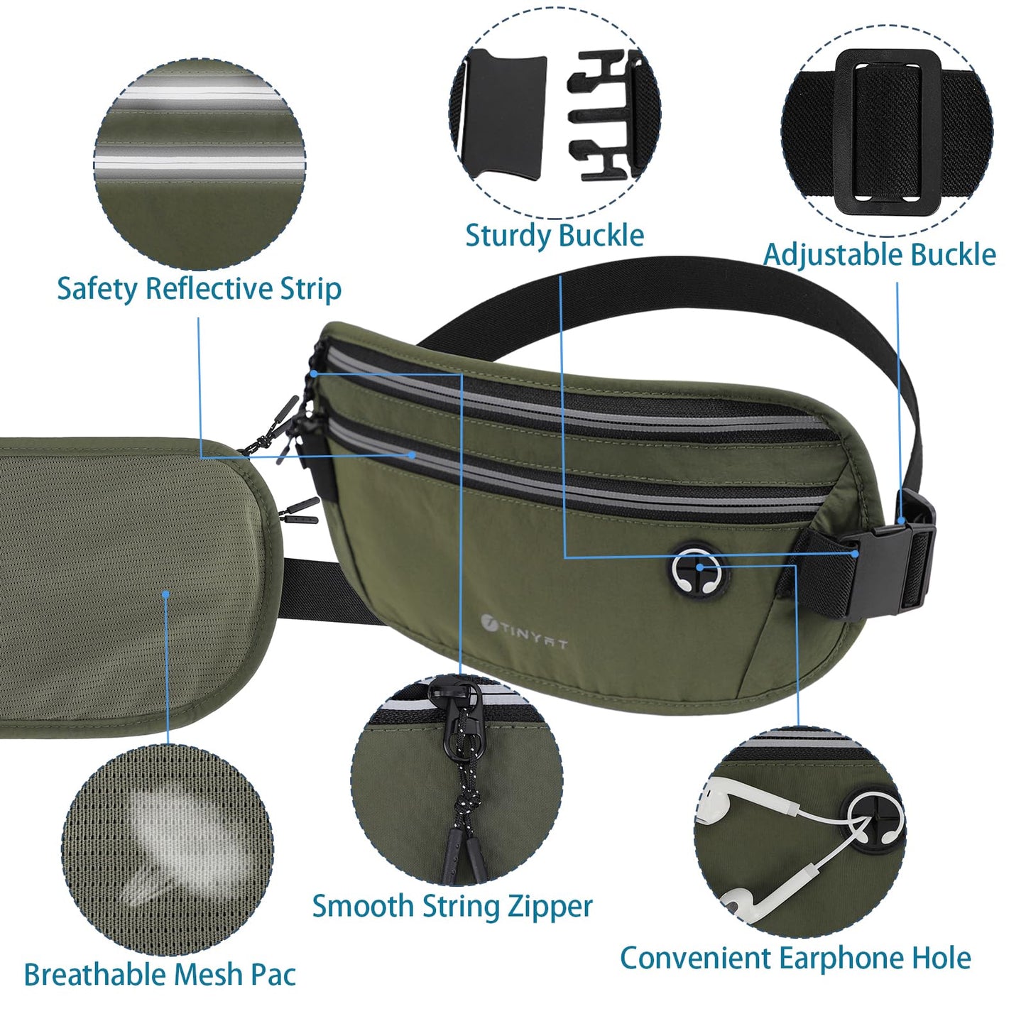 Slim Running Belt for Women Men Runners Fanny Packs With Phone Holder Hidden Pockets Exercise Waist Bag for Marathon Workout
