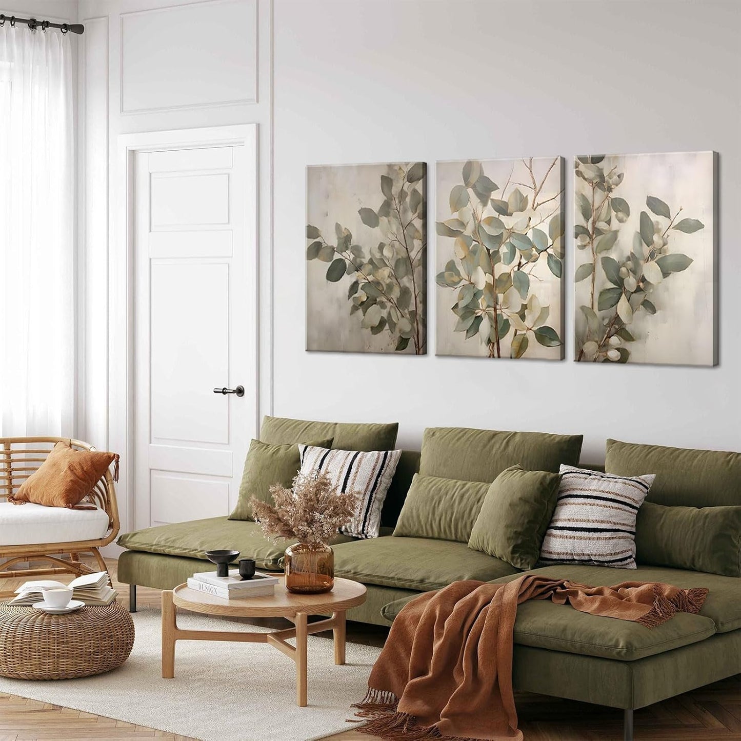 SUAXTCCR Eucalyptus Canvas Wall Art - Modern Botanical Prints for Bedroom & Living Room | 12x16 Inch