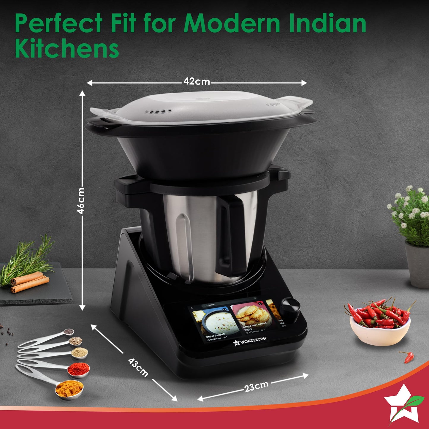 Wonderchef Chef Magic | All-in-One Kitchen Robot for Indian & International Cuisine | Automatic Chopping, Sautéing, Stirring, Kneading... | Mobile App | Recipes by Chef Sanjeev Kapoor | 2 Yr Warranty