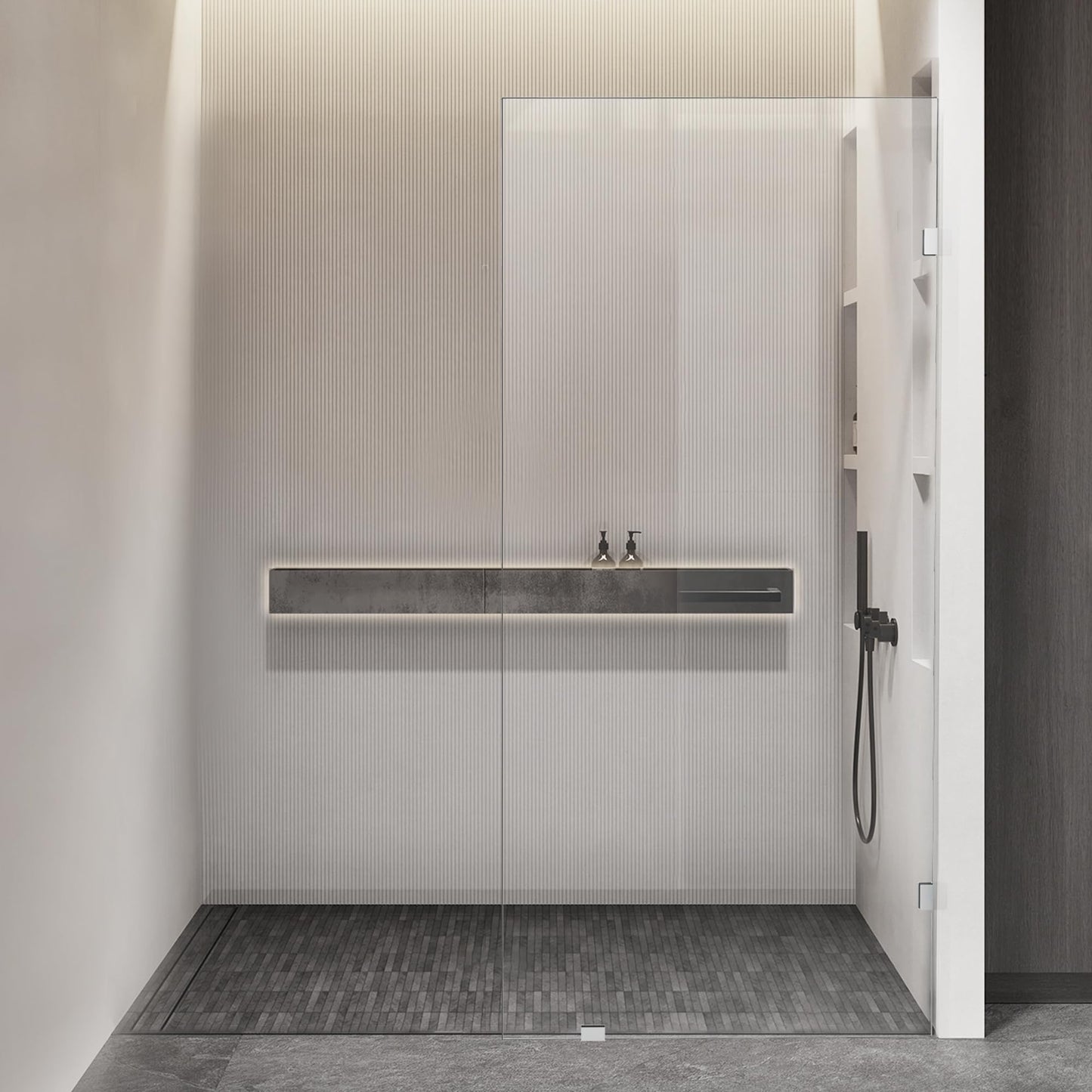 AquivaCoast 36" x 78.75" Shower Glass Panel, 3/8" (10mm) Ultra-Clear Tempered Glass with Explosion-Proof Film Shower Screen, Includes Wall Clamps, Chrome