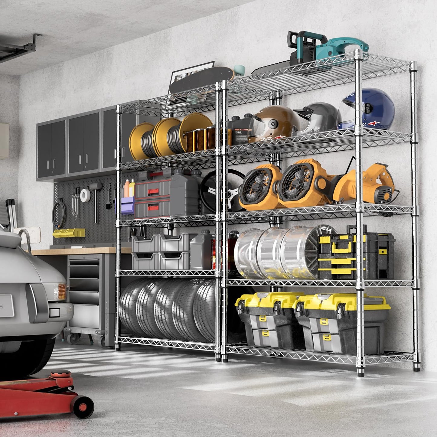 M MZG 1750 LBS Storage Shelves 5-Tier Utility Shelving Unit Steel Organizer Wire Rack for Home,Kitchen,Office,Garage, Capacity 17.7" D x 47.2" W x 72.3" H