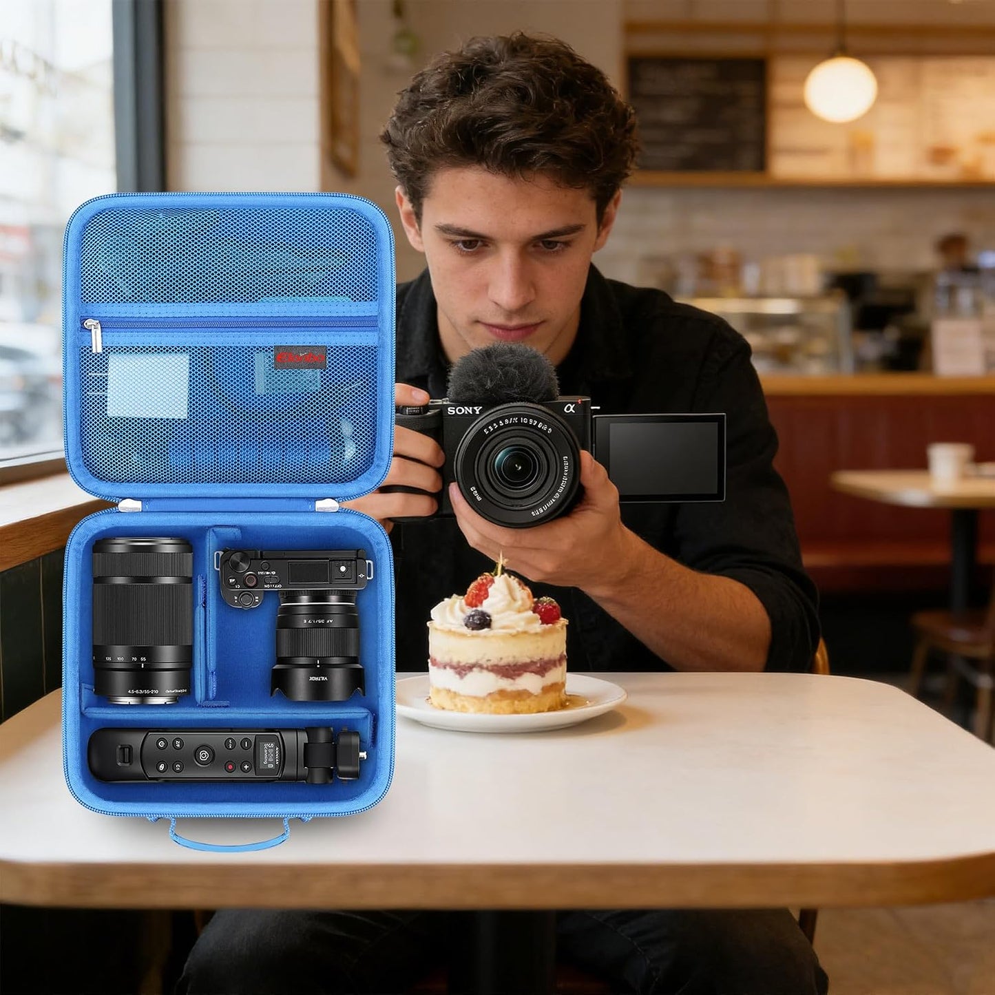 ZV-E10 ZVE10 Elonbo Carrying Case for Sony / II Mirrorless Camera, Portable Digital Camera Hard Travel Bag Storage