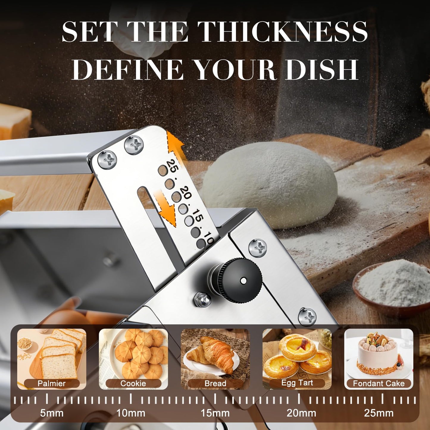 Folding Dough Sheeter Machine, 15.5"Stainless Steel Manual Dough Roller Adjustable Thickness with Sheeter Board for Pizza Croissants Pastry Crust Pastry (Type 400)