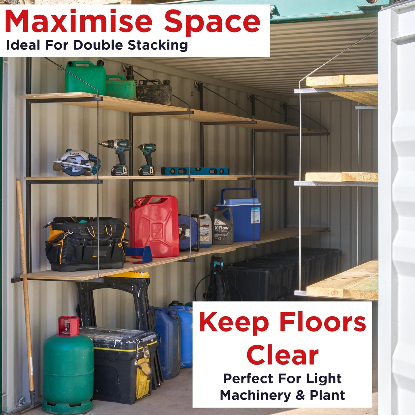 Heavy Duty Shipping Container Shelving, 4 Pack Shipping Container Accessories, Pre Welded Storage Container Shelves, Conex Compatible Shipping Container Brackets