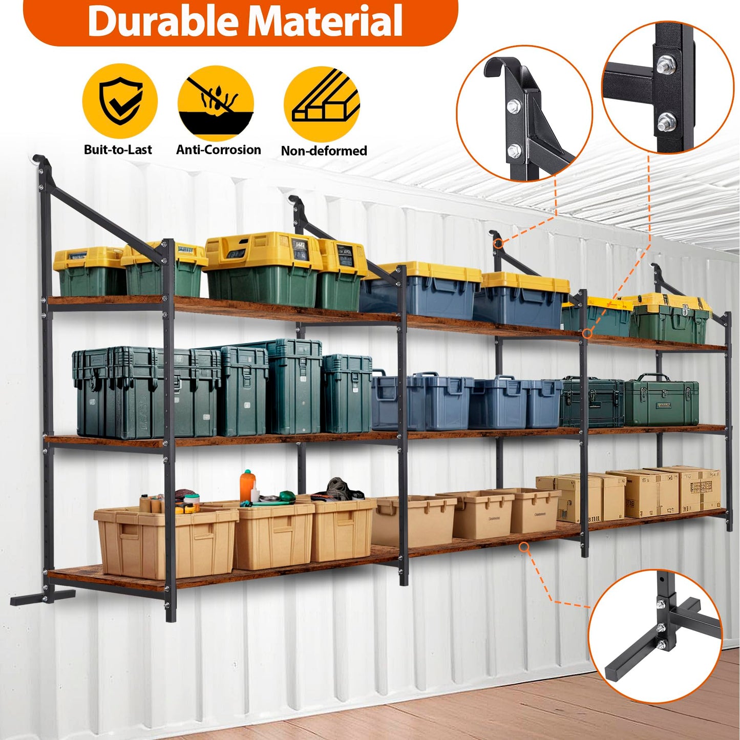 Talustool Shipping Container Shelving Storage Bracket 4Pcs Heavy Duty Cargo Shipping Container Shelf Shelving Brackets Universal