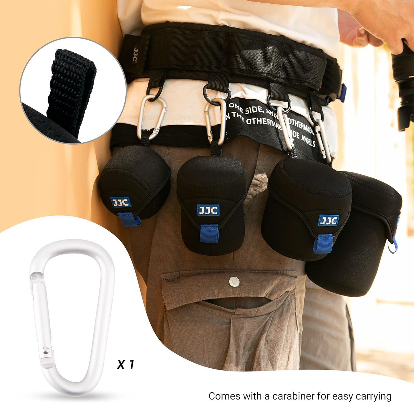 2.6 3.1(D 50mm f/1.8, 55mm f/1.8, 56mm f/1.4 JJC Water Resistant Neoprene Camera Lens Pouch Case, Fold-Over Lens Bag